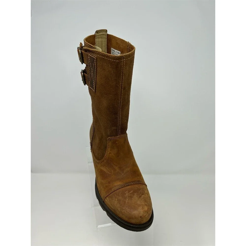 SOREL Major Pull On Mid-Calf Boots Womens Brown Double Buckle Riding Boot Size 7